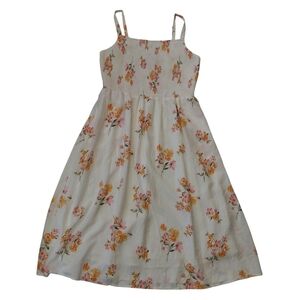 Old Navy Floral Midi Dress - Cream and Orange